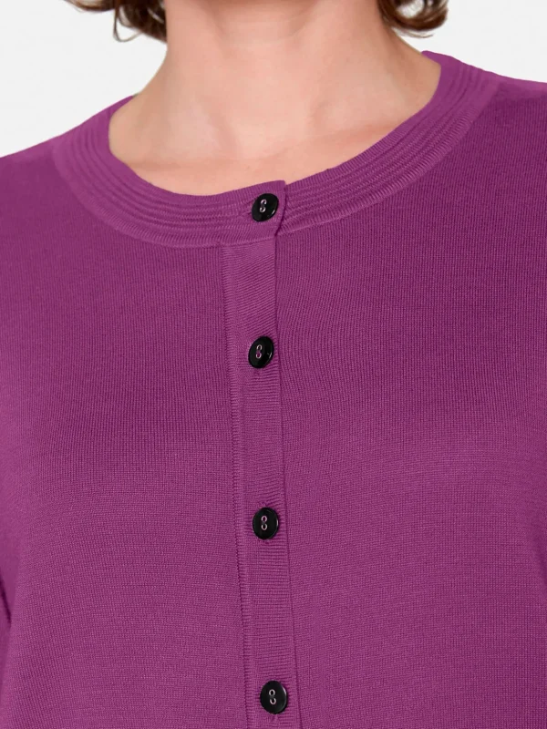 Brandtex Cardigans<Cardigan Med Lomme - Fuchsia Pink