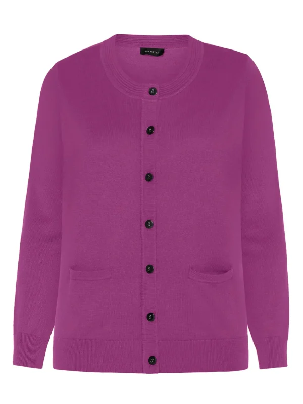 Brandtex Cardigans<Cardigan Med Lomme - Fuchsia Pink