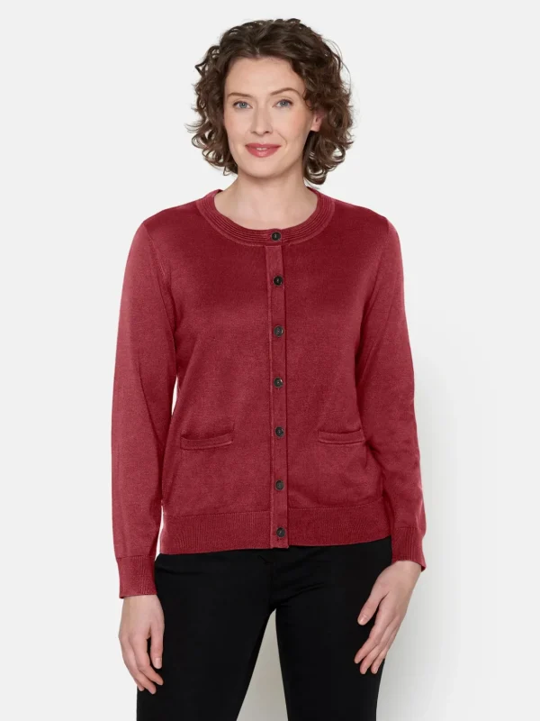 Brandtex Cardigans<Cardigan Med Lomme - Vine Red