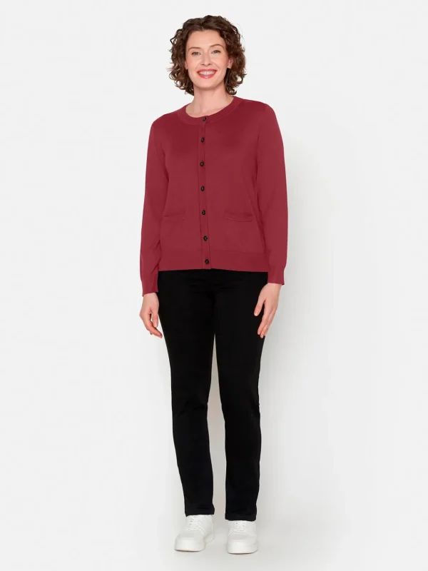 Brandtex Cardigans<Cardigan Med Lomme - Vine Red