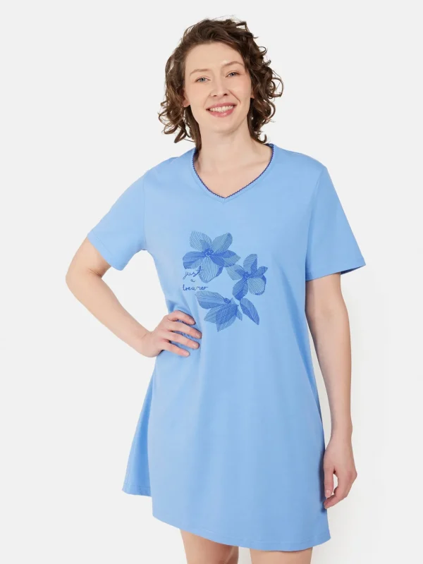 Brandtex Homewear<Natkjole - Cornflower Blue