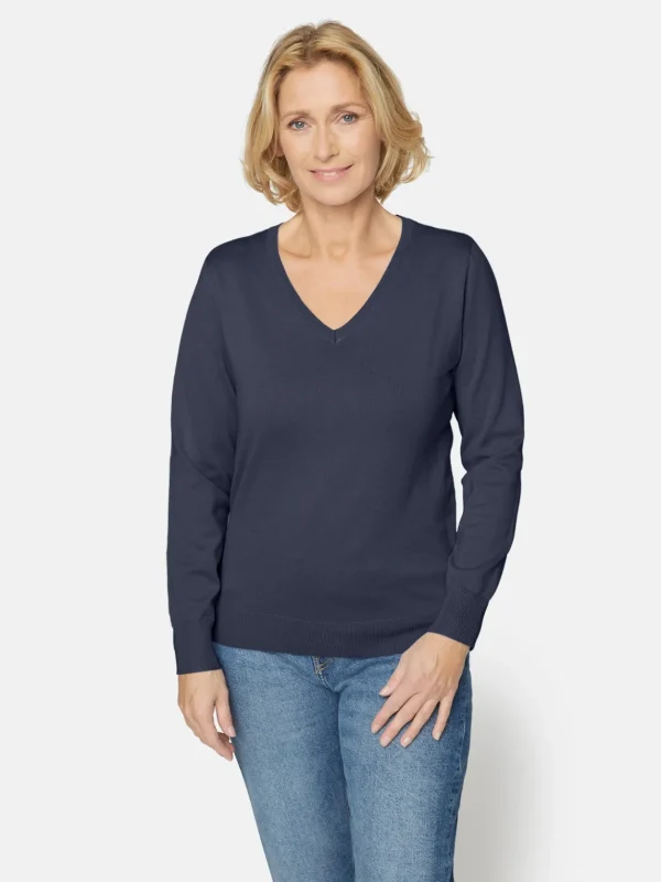 Brandtex Pullovers<Pullover Med V-hals - Midnight Blue