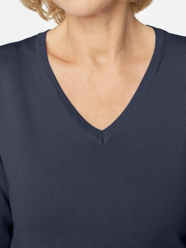 Brandtex Pullovers<Pullover Med V-hals - Midnight Blue