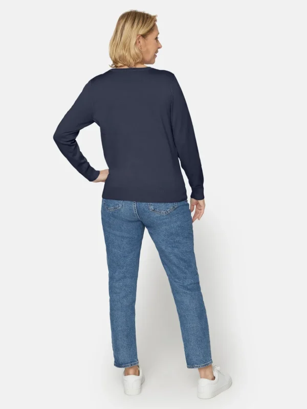 Brandtex Pullovers<Pullover Med V-hals - Midnight Blue