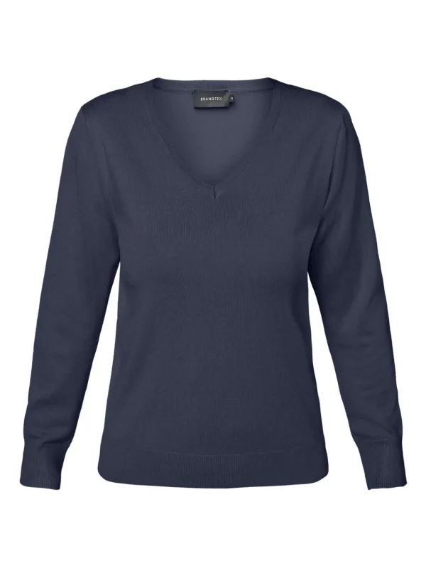 Brandtex Pullovers<Pullover Med V-hals - Midnight Blue