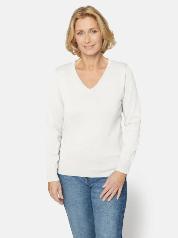 Brandtex Pullovers<Pullover Med V-hals - Off White