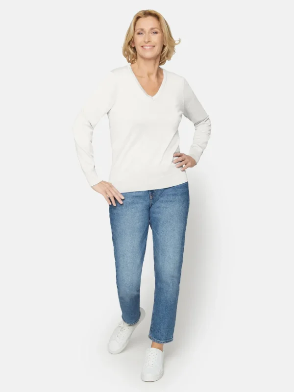 Brandtex Pullovers<Pullover Med V-hals - Off White