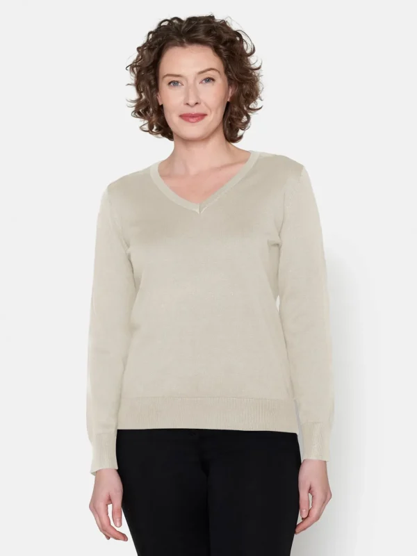 Brandtex Pullovers<Pullover Med V-hals - Rainy Day Melange