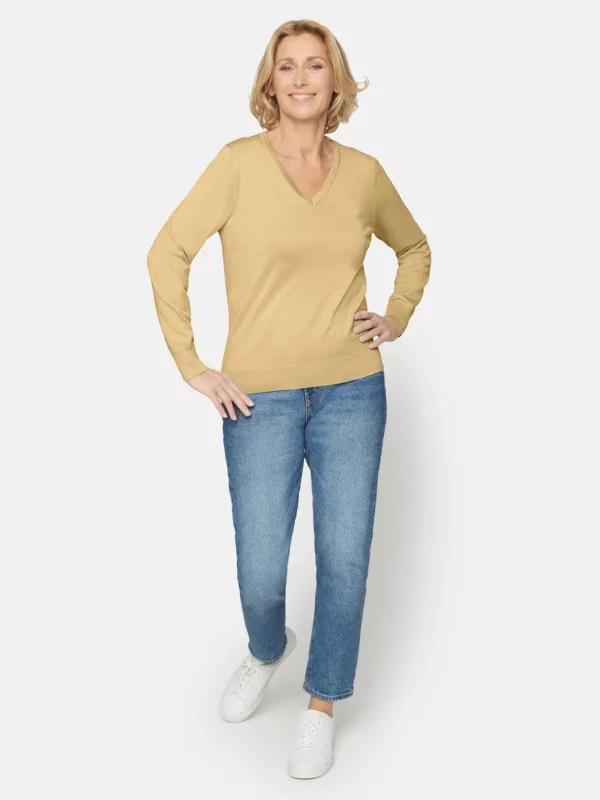 Brandtex Pullovers<Pullover Med V-hals - Sahara Sun