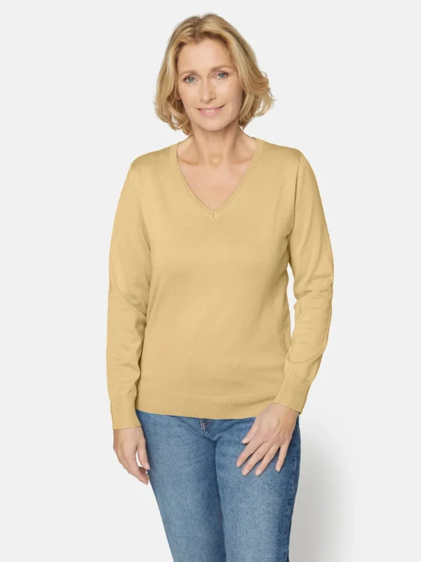 Brandtex Pullovers<Pullover Med V-hals - Sahara Sun
