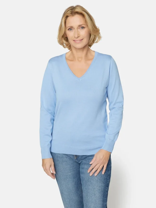 Brandtex Pullovers<Pullover Med V-hals - Serenity Blue