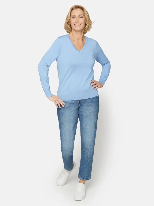 Brandtex Pullovers<Pullover Med V-hals - Serenity Blue