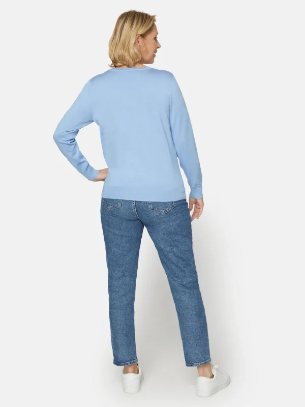 Brandtex Pullovers<Pullover Med V-hals - Serenity Blue