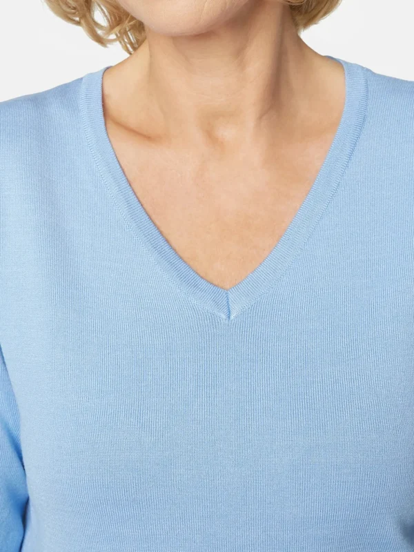 Brandtex Pullovers<Pullover Med V-hals - Serenity Blue