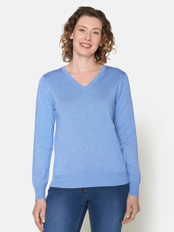 Brandtex Pullovers<Pullover Med V-hals - Sky  Blue