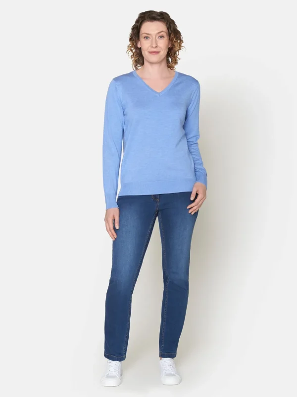 Brandtex Pullovers<Pullover Med V-hals - Sky  Blue