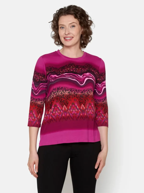 Brandtex Bluser & T-shirts<3/4 ærmet T-shirt - Fuchsia Pink